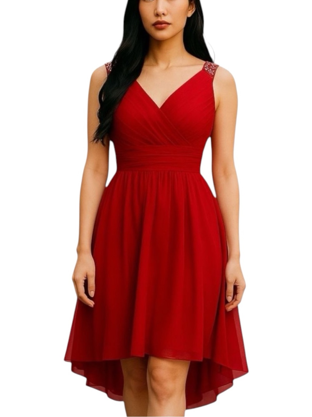 JJ’s House Red Beaded Party Event Glam Midi Dress NWOT Size S